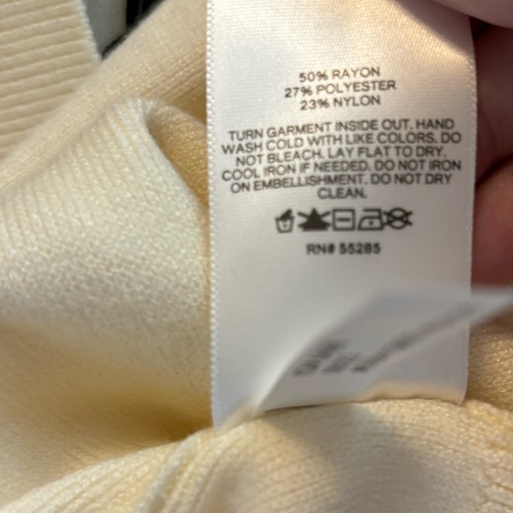 Express Holiday Bow Rhinestone Cardigan Cream - Picture 8 of 11